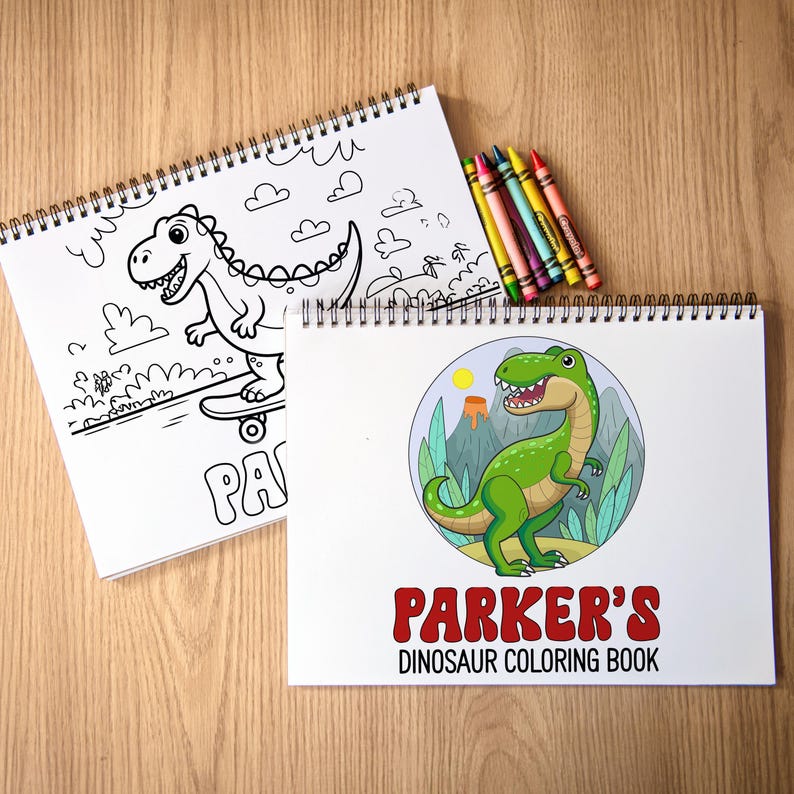 Kids Personalized Dinosaur Coloring Book, Custom Boys Coloring Books ...