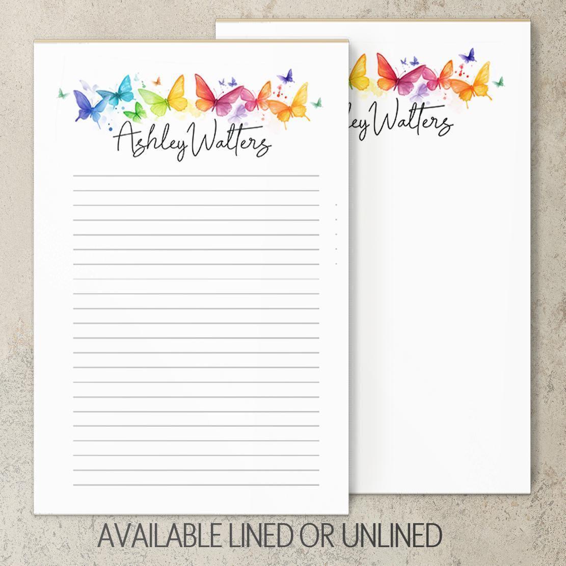Personalized Notepad, Custom Rainbow Butterfly Name Notepads, Co-worker ...