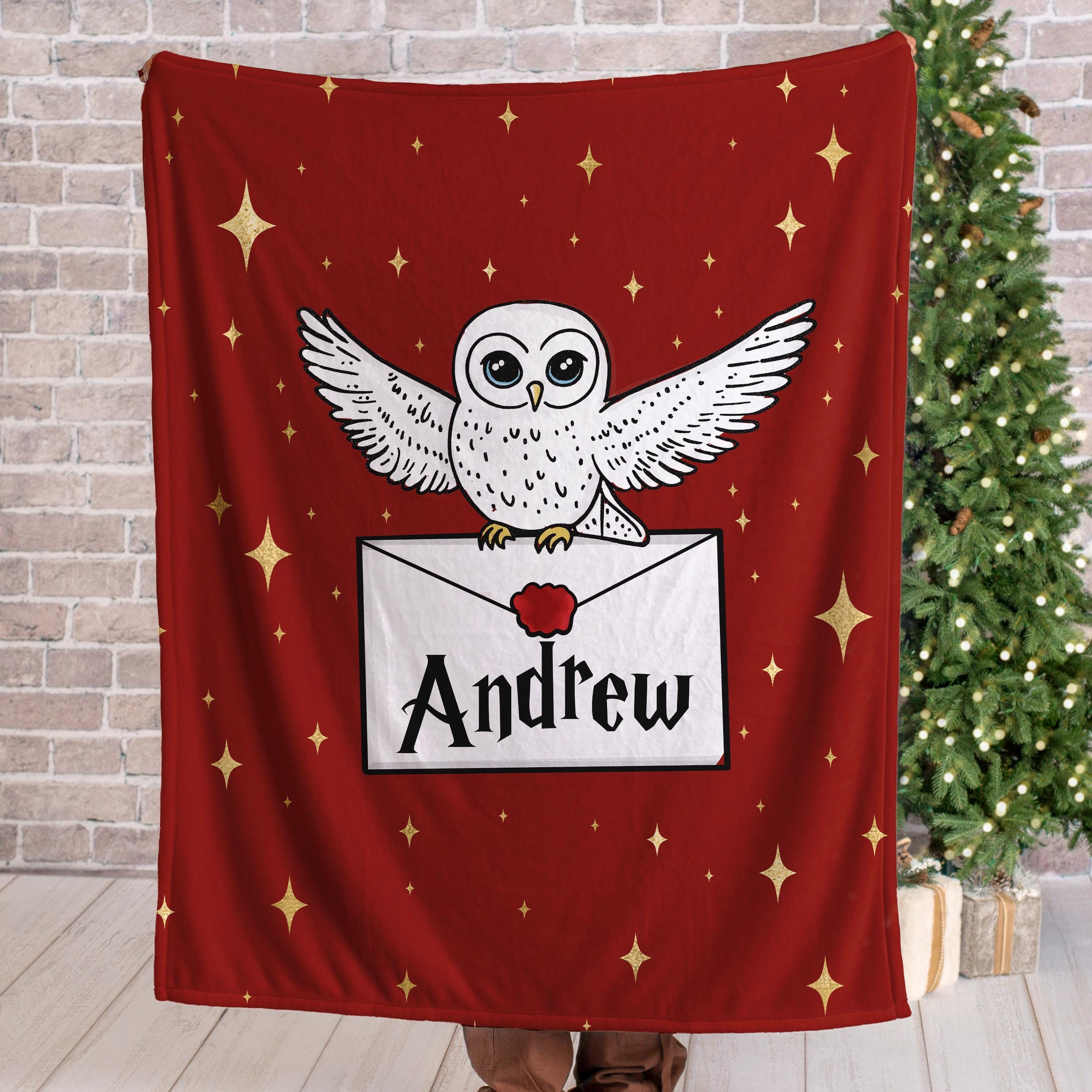 Custom Wizard Owl Blanket , Personalized Wizard Letter Blanket, Name Personalization, Spells, Potion
