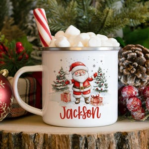 Personalized Christmas Mug , Custom Santa Cocoa Mugs, Christmas Mugs for Kids, Custom Camper Mug with your Name, Stainless Steel Coffee Mug immagine 1