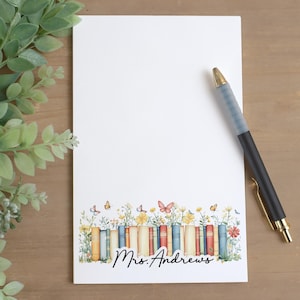 Personalized Teacher Note Pad, Custom Name stationery, Classroom Notepads, Teacher Appreciation Thank you Gifts, Teacher Aide, Librarian