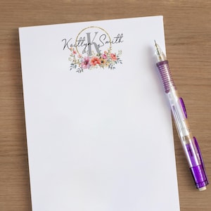 Personalized Notepad, Custom Wildflower Name Notepads, Pretty Flower Garden Note Pad, Gifts for Her, Thank You Notes, Custom Stationery