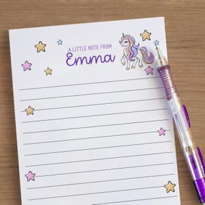 Personalized Unicorn Notepad, Custom Kids Notepad with Name, Cute Aesthetic Girls Note Pad, Womens Stationery Gifts