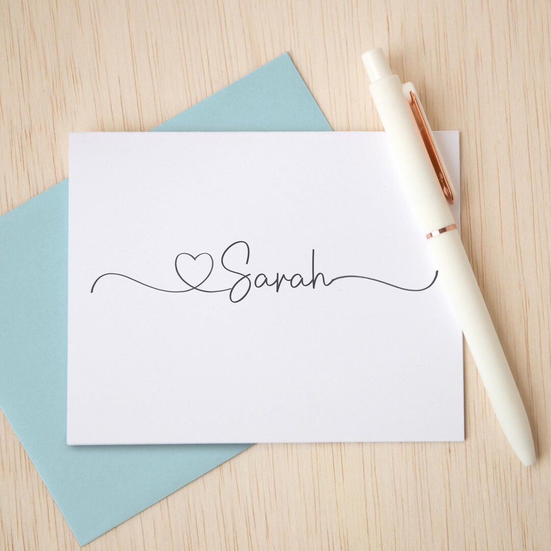 Personalized Note Cards With Name, Script Stationery Set, Custom ...