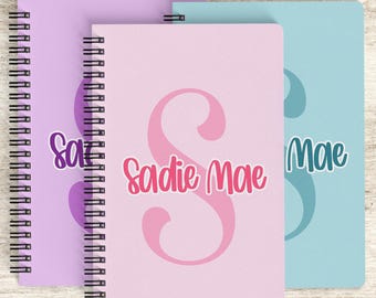 Personalized Girls Notebook, Custom Kids Monogram Name Journal, for Teens, gift for Teacher, Back to School , Party Favors, Girls Sketchpad