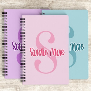 Personalized Girls Notebook, Custom Kids Monogram Name Journal, for Teens, gift for Teacher, Back to School , Party Favors, Girls Sketchpad