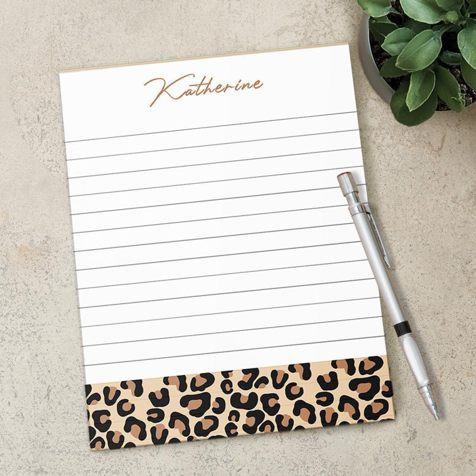 Personalized Notepad, Custom Cheetah Print Name Notepads, Cute ...