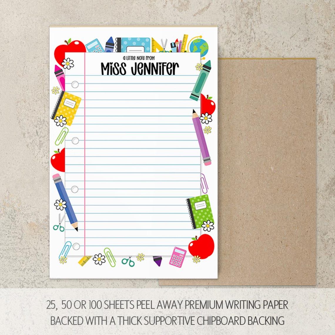 Custom Teacher Notepads Personalized Teacher Note Pad, Custom Name Stationery, Classroom ...
