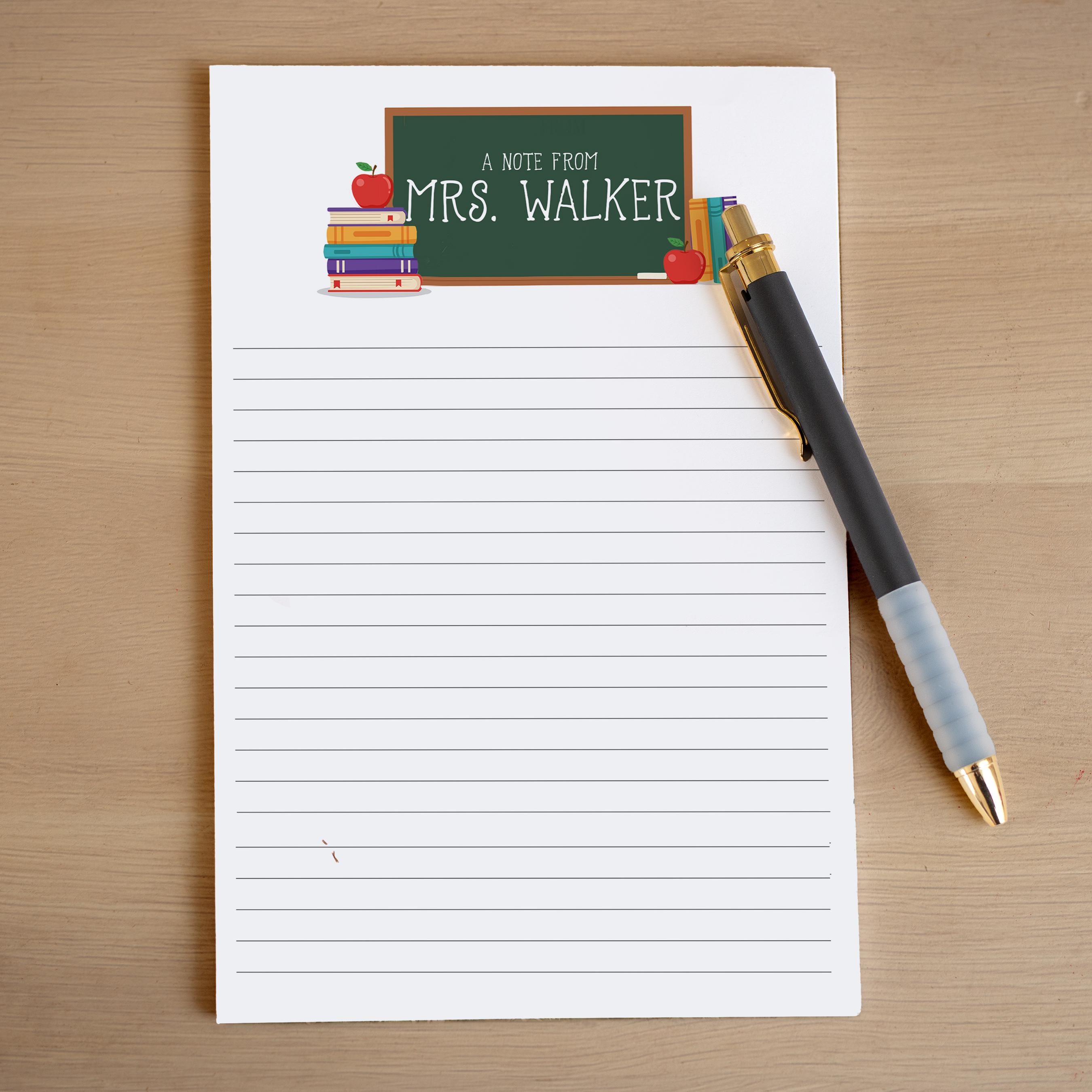 Custom Teacher Notepads Personalized Teacher Note Pad, Custom Name Stationery, Classroom ...