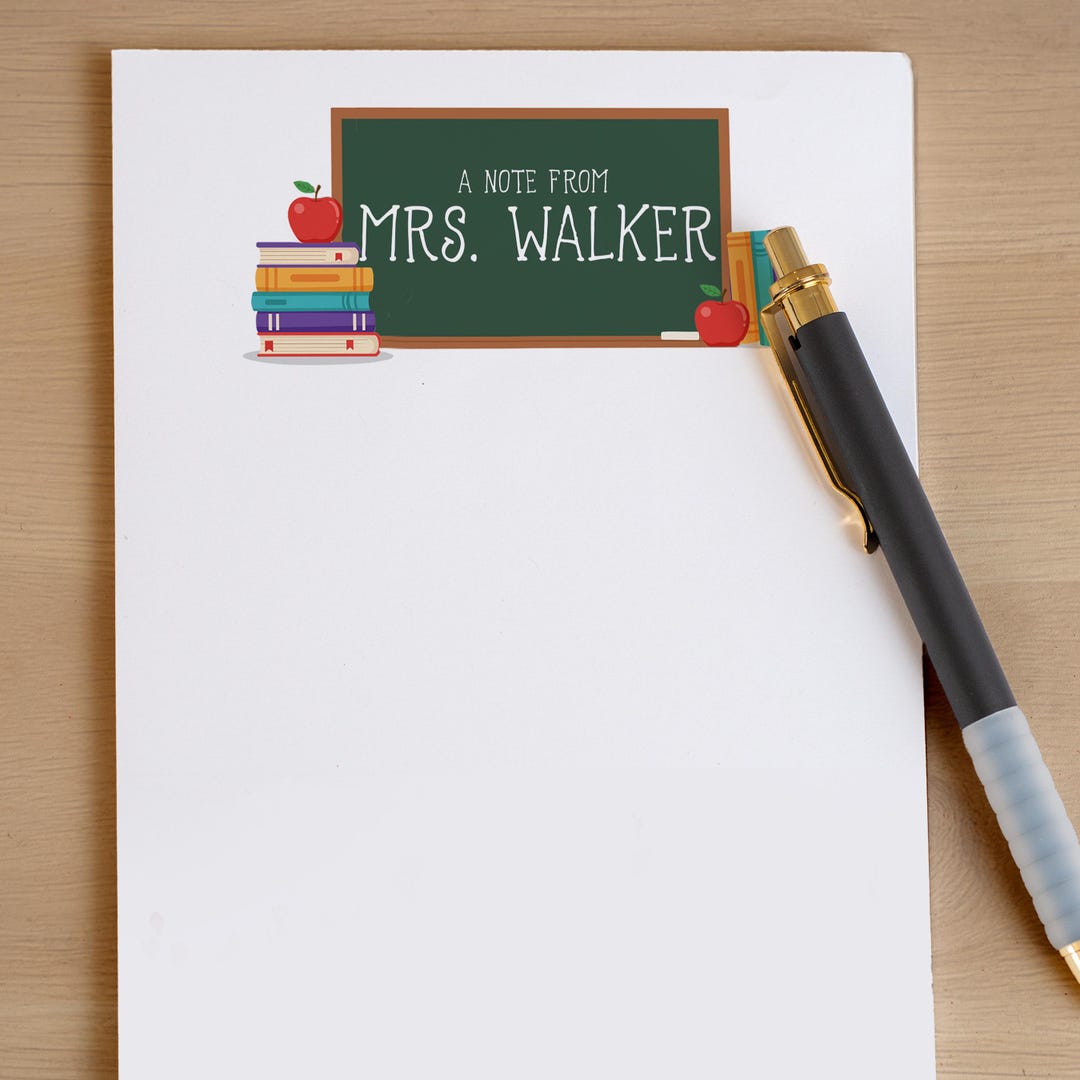 Personalized Teacher Note Pad, Custom Name Stationery, Classroom ...