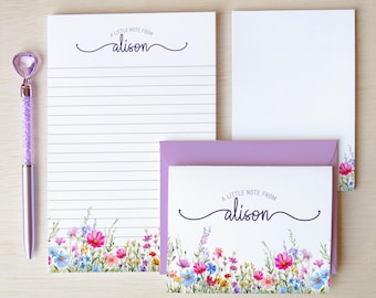 Personalized Stationery Set, Wildflower Print Letter Writing Gift Sets, Writing Paper & Envelopes Colorful Flower Notepad, Notecards