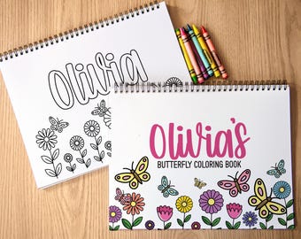 Girls Personalized Butterfly Coloring Book, Custom Kids Coloring Books With Name,  Stocking Stuffers, Party Favor gift, Childrens name Books