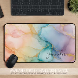 Tapis de souris personnalisé avec nom, grands tapis de bureau modernes, clavier gaming coloré, décoration de bureau moderne image 4