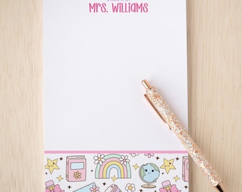 Personalized Teacher Note Pad, Custom Name stationery, Classroom Notepads, Teacher Back to School Notepad, Teacher Appreciation Gifts