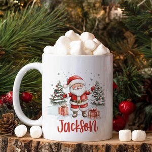 Personalized Christmas Mug , Custom Santa Cocoa Mugs, Christmas Mugs for Kids, Custom Camper Mug with your Name, Stainless Steel Coffee Mug immagine 3