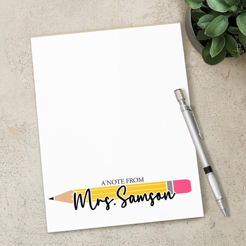 Personalized Teacher Note Pad, Custom Name Stationery, Classroom ...