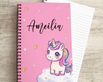 Custom Unicorn Notebook Journal, Personalized Pink Unicorn Writing Notebooks, Kids Custom Name Journals, Drawing Sketchbook for Girls,
