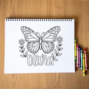 Girls Personalized Butterfly Coloring Book, Custom Kids Coloring Books With Name, Stocking Stuffers, Party Favor gift, Childrens name Books 画像 3