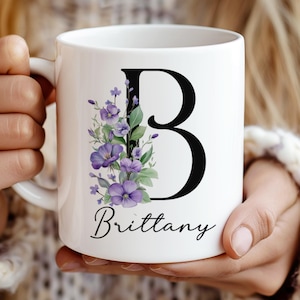 Custom Birth Flower Coffee Mug, Personalized June Birthflower Cup, Monogram Initial Name, Rose Birthday Mugs, Birth Month Gift, Mothers Day Bild 3