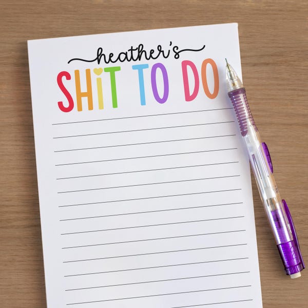 Funny Personalized Notepad, Custom Funny Stationery, Funny Shit to Do Lists, Notepad Gifts, Co-Worker Gift, Teacher Gift, Moms Shit to Do
