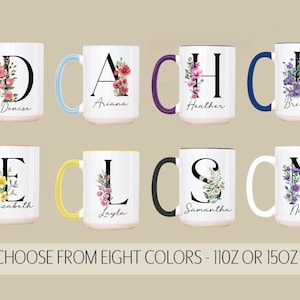 Custom Birth Flower Coffee Mug, Personalized June Birthflower Cup, Monogram Initial Name, Rose Birthday Mugs, Birth Month Gift, Mothers Day Bild 8
