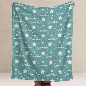 Custom Name Blanket, Personalized Boys or Girls Name, Star Baby Nursery Theme, New Mom,  Baby Shower, Newborn Baby Gift, Kids Name Blanket