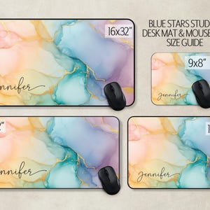 Tapis de souris personnalisé avec nom, grands tapis de bureau modernes, clavier gaming coloré, décoration de bureau moderne image 6