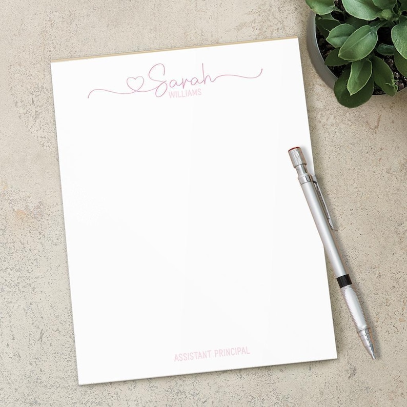 Bloc-notes personnalisé, bloc-notes personnalisés avec initiales monogrammes, cadeaux pour professeur, cadeau pour collègue, liste de choses à faire, mot de remerciement, papeterie personnalisée image 9