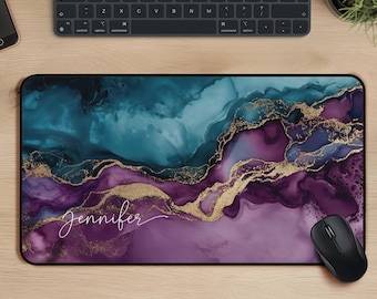 Womens Desk Mat Mousepad, Custom Desk Mat with Name, Large Desktop Mat, Colorful Keyboard Gaming Pad, Office Decor, Womens Personalized Gift