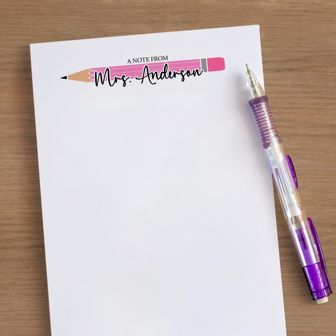 Personalized Teacher Note Pad, Custom Name Stationery, Classroom ...
