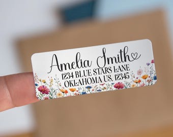 Wildflower Return Address Labels, Personalized Wildflower Address Stickers, Custom Address Labels, Floral Address Label, Invitation Labels