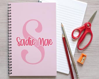 Personalized Girls Notebook, Custom Kids Monogram Name Journal, for Teens, gift for Teacher, Back to School , Party Favors, Girls Sketchpad
