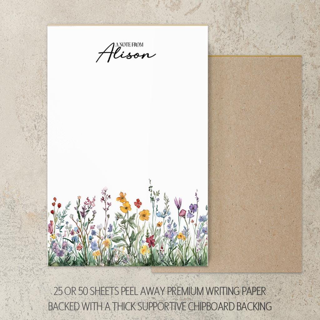 Personalized Notepad, Custom Wildflower Name Notepads, Pretty Flower ...