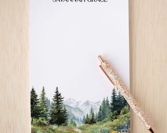 Personalized Notepad, Custom Forest Nature Notepads, Wildflower Hiking Mountain Stationery, Note Pad Gift, Mother's Father's Day Gift Idea