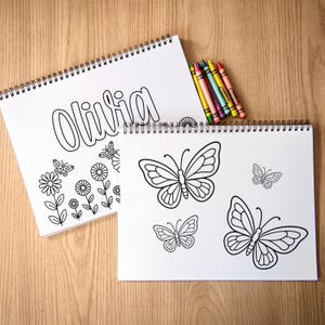 Girls Personalized Butterfly Coloring Book, Custom Kids Coloring Books With Name, Stocking Stuffers, Party Favor gift, Childrens name Books 画像 2