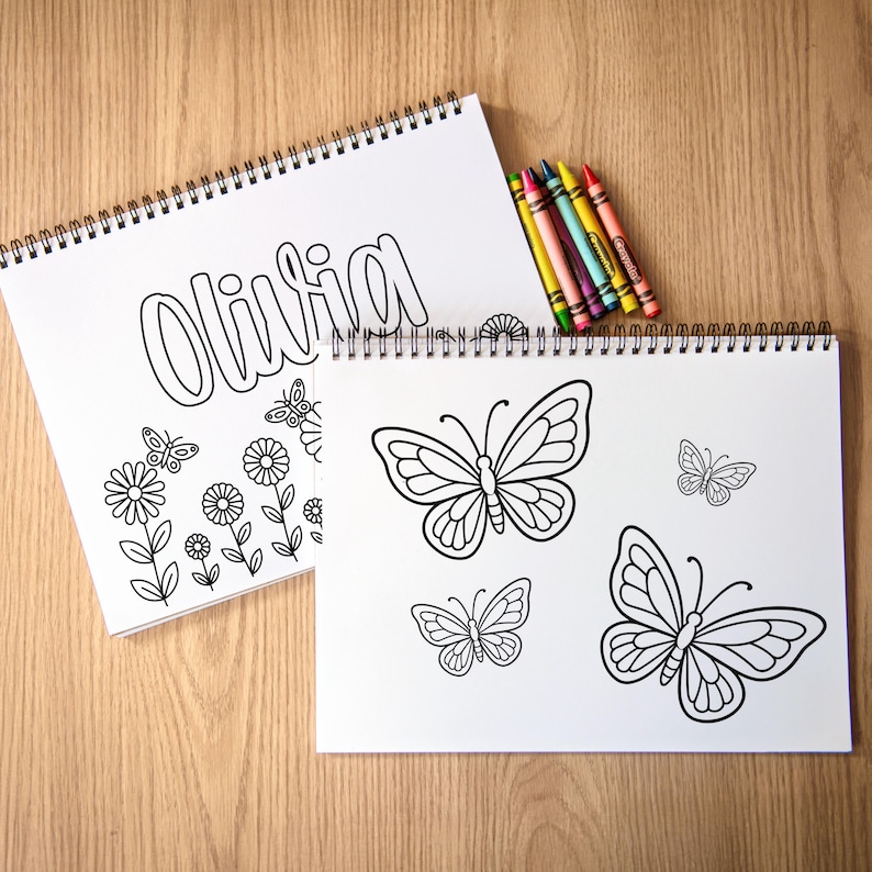 Girls Personalized Butterfly Coloring Book, Custom Kids Coloring Books With Name, Stocking Stuffers, Party Favor gift, Childrens name Books 画像 2