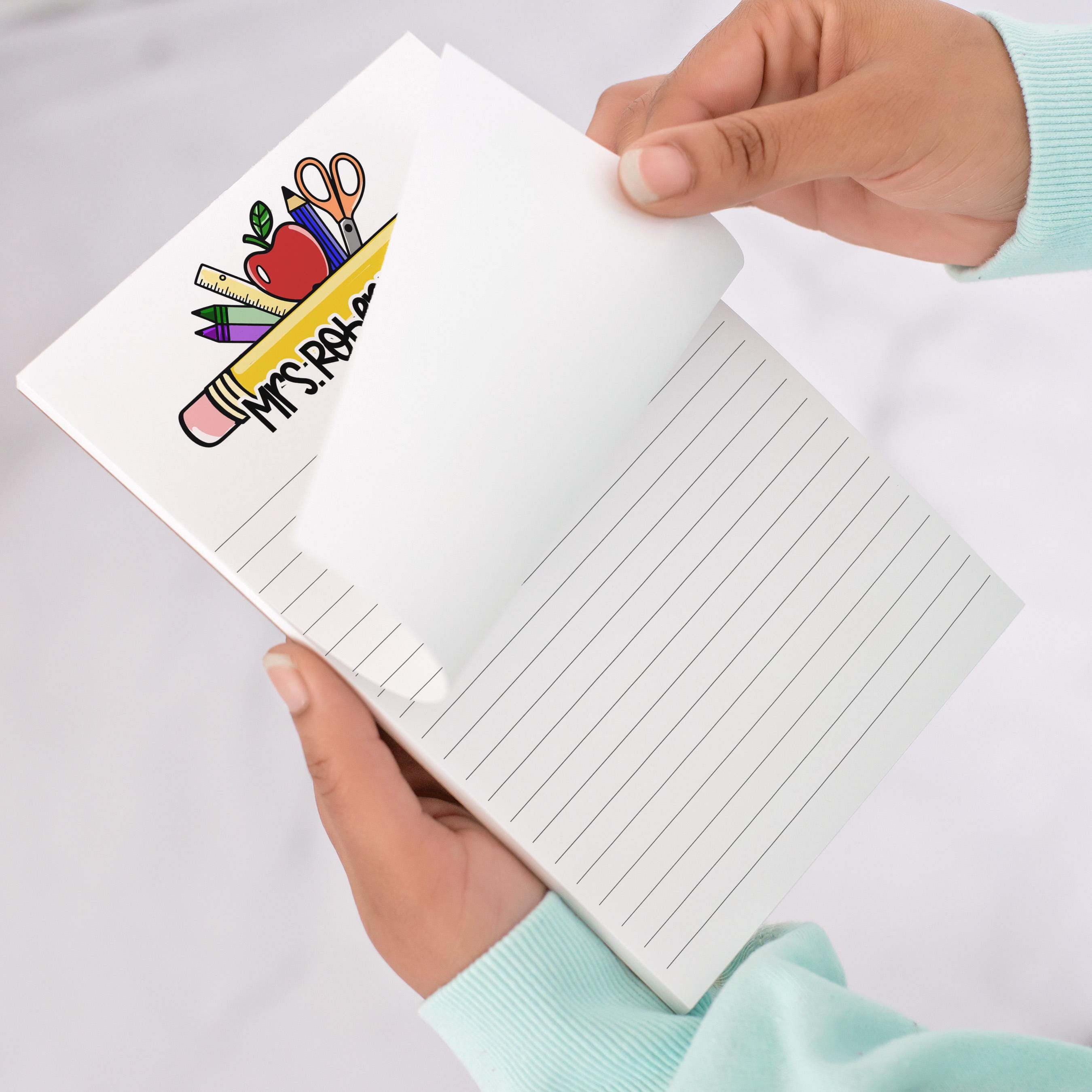 Personalized Teacher Note Pad, Custom Name Stationery, Classroom ...