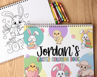 Personalized Easter Spring Coloring Book, Kids Bunny Color Books With Name, Basket Stuffers Party Favor gift, Boys & Girls Color Books