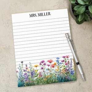 Personalized Flower Notepad, Custom Name Notepads, Floral Garden Note ...