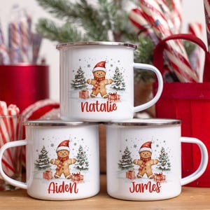 Personalized Christmas Mug , Custom Gingerbread Cocoa Mugs, Christmas Mugs for Kids, Custom Camper Mug with your Name, Stainless Steel Mugs image 6