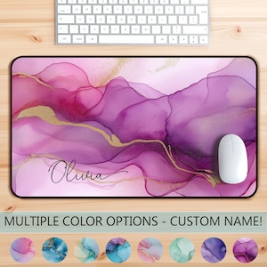 Tapis de souris personnalisé avec nom, grands tapis de bureau modernes, clavier gaming coloré, décoration de bureau moderne G