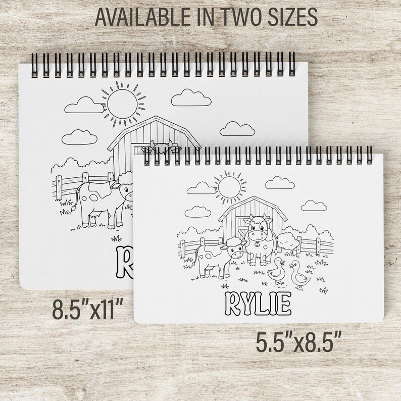 Personalized Farm Coloring Book, Custom Kids Animals Coloring Books With Name, Stocking Stuffers, Party Favor gift, Boys & Girls Color Book image 5