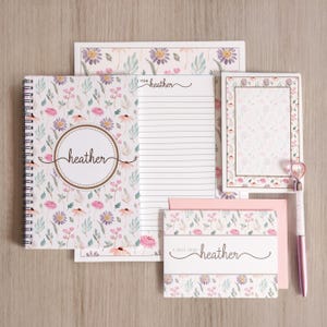 Personalized Stationery Set, Wildflowers Letter Gift Sets, Writing Paper & Envelopes, Boho Flower Notebook, Floral Notepads, Notecards
