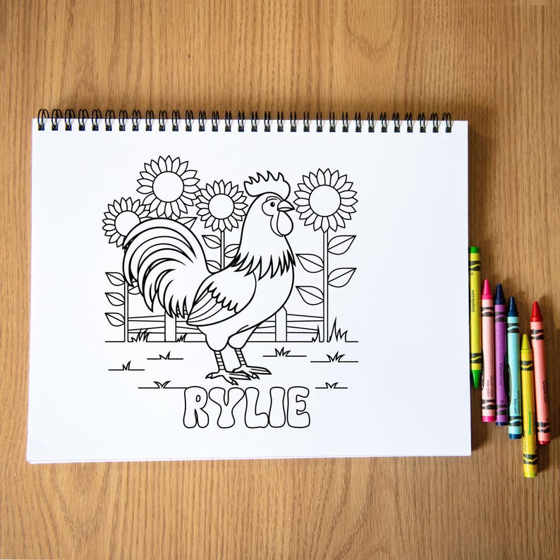 Personalized Farm Coloring Book, Custom Kids Animals Coloring Books With Name, Stocking Stuffers, Party Favor gift, Boys & Girls Color Book image 2