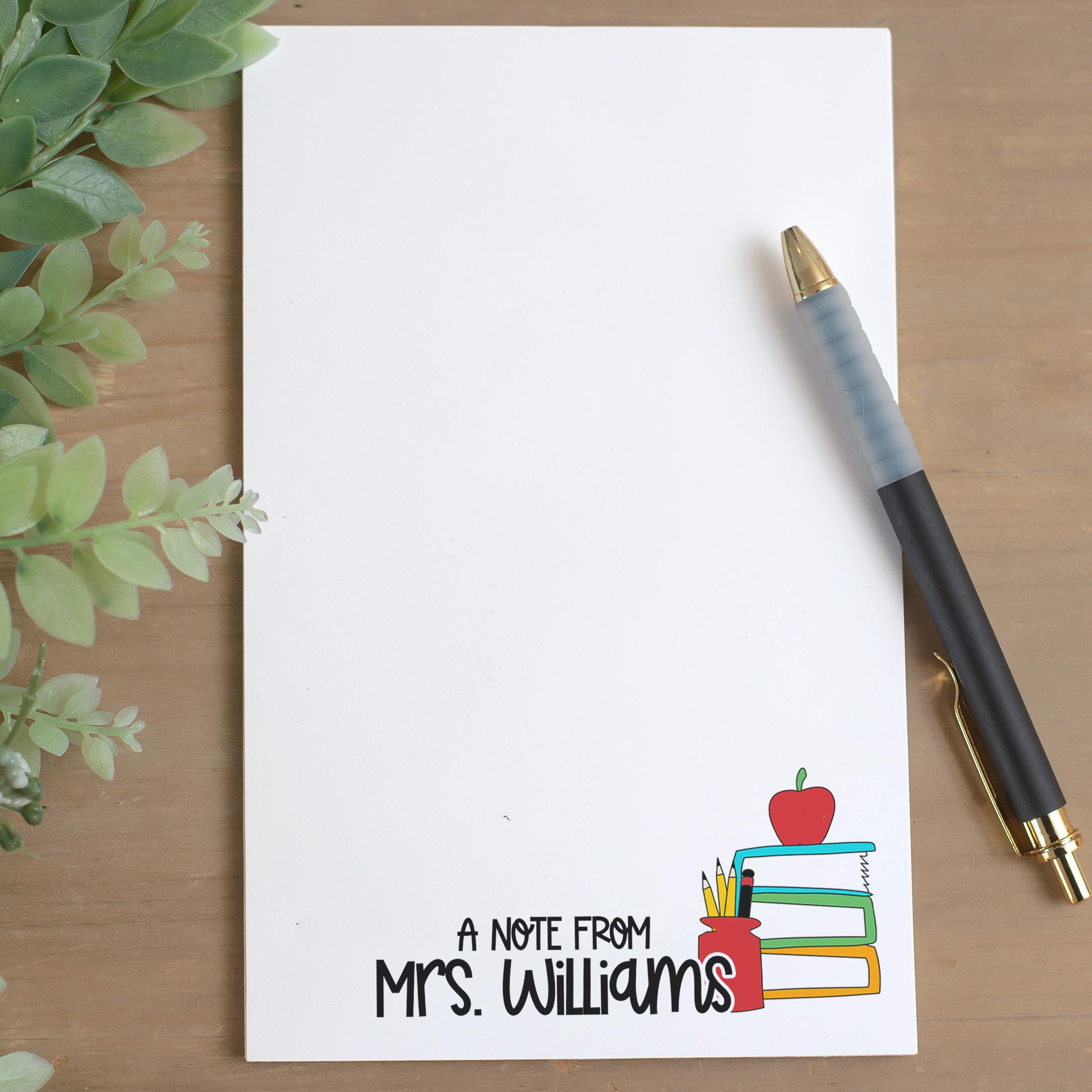 Custom Teacher Notepads Personalized Teacher Note Pad, Custom Name Stationery, Classroom ...