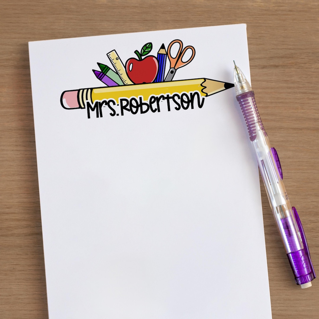 Personalized Teacher Note Pad, Custom Name Stationery, Classroom ...