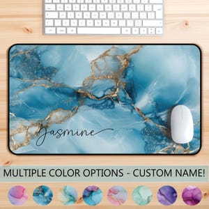 Tapis de souris personnalisé avec nom, grands tapis de bureau modernes, clavier gaming coloré, décoration de bureau moderne C