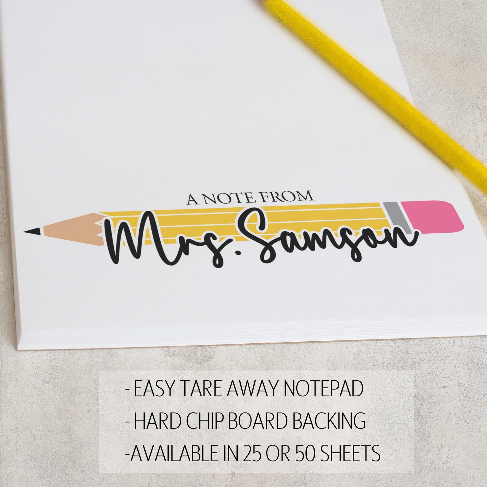 Custom Teacher Notepads Personalized Teacher Note Pad, Custom Name Stationery, Classroom ...