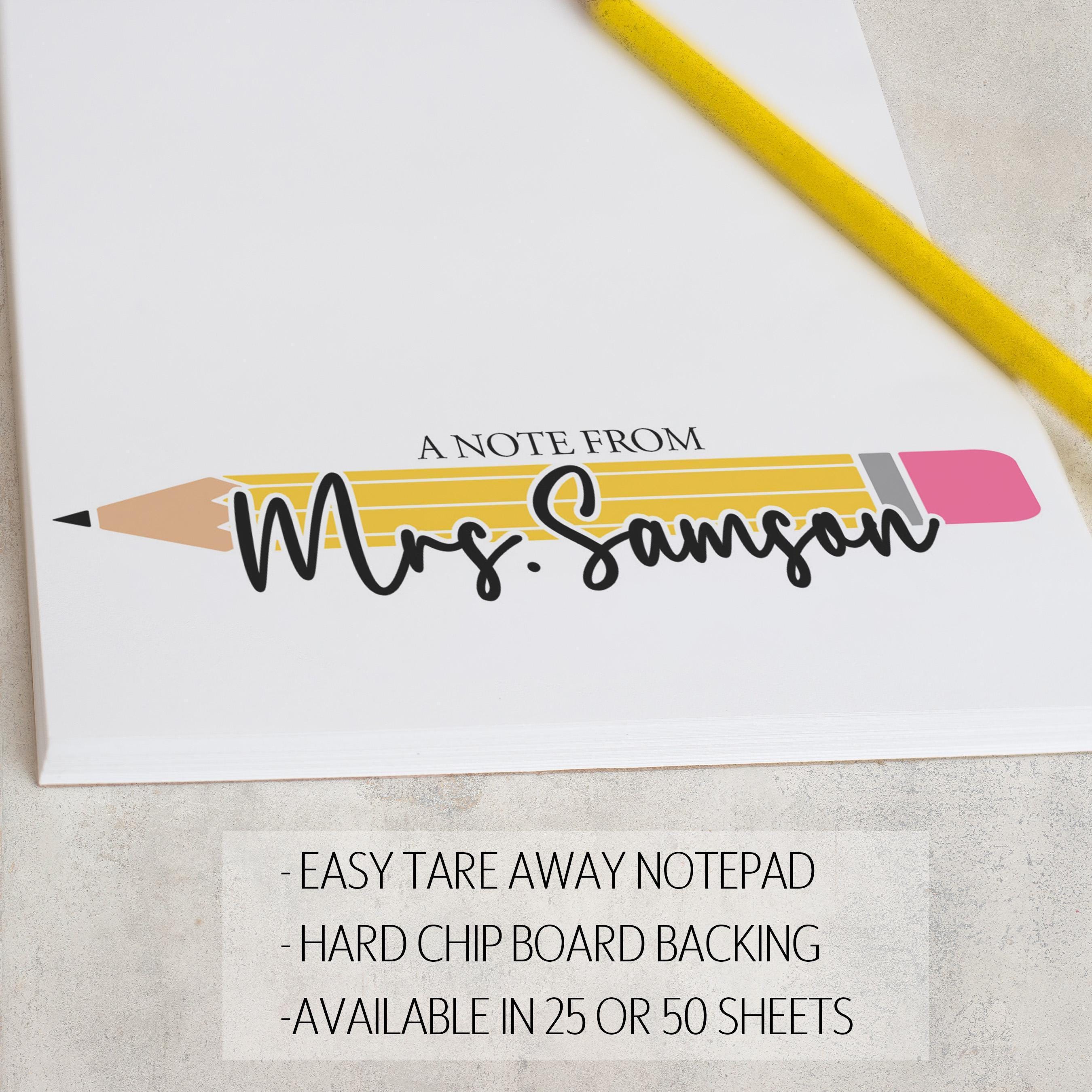 Personalized Teacher Note Pad, Custom Name Stationery, Classroom ...