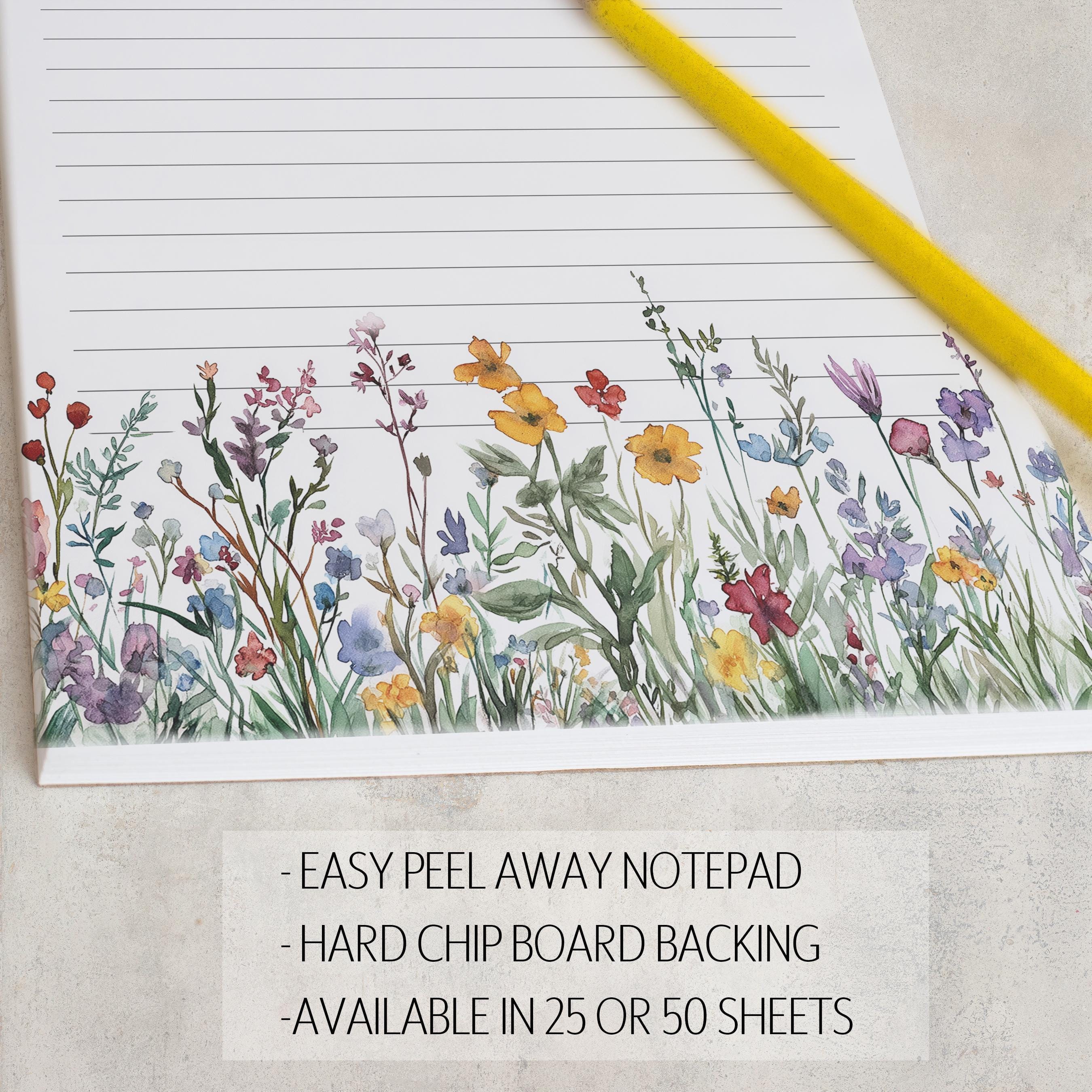 Personalized Notepad, Custom Wildflower Name Notepads, Pretty Flower ...